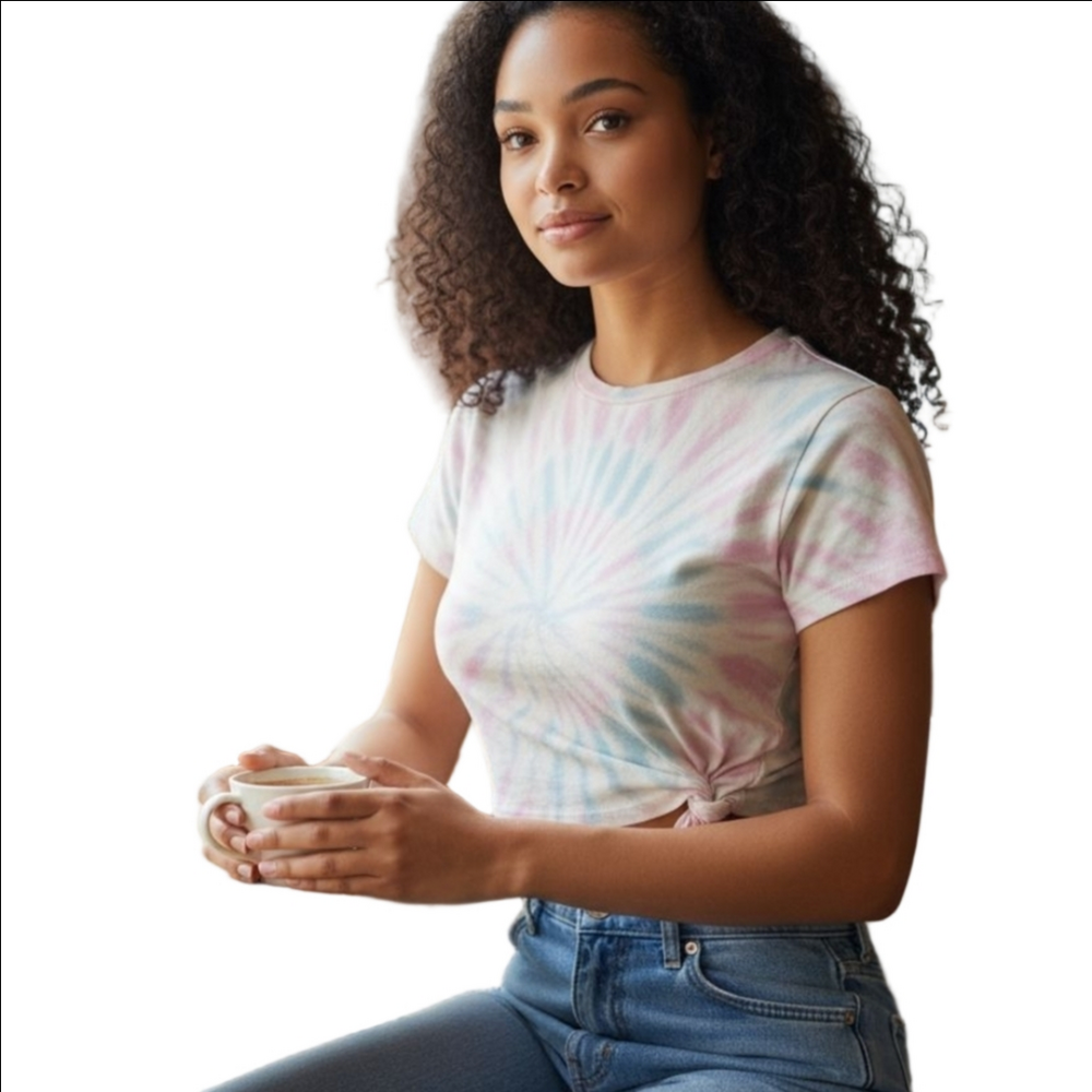 Source Unknown Pastel Tie-Dye Crop Top